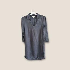 Becasa Charcoal Gray Lagenlook Beachy Minimalist Dress Size Small Linen